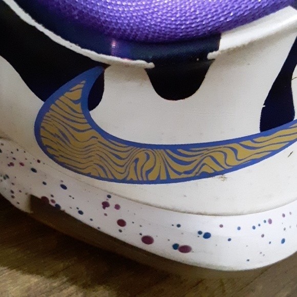 Nike Kid's KD VII GS, PBJ-WHITE/HYPER GRAPE-FUCHSIA FLSH-TM ORANGE, Youth Size 7 - Picture 8 of 16